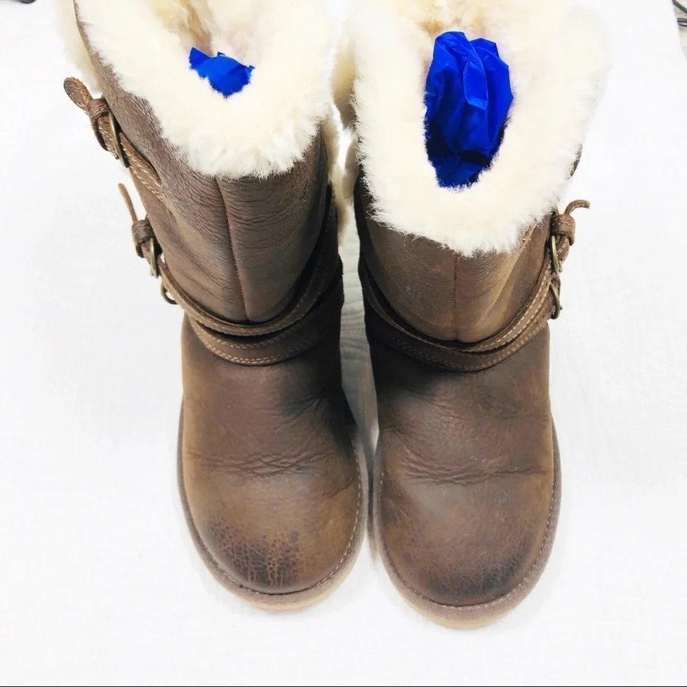 🔥Ugg brown sheepskin tall boots sz1 new no box